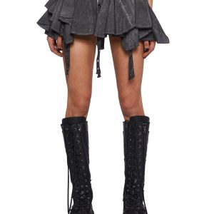 Crossfade Handkerchief Hem Skirt With Straps - Black