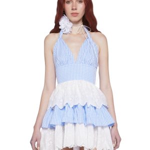 Call Me Yours Babydoll Dress - Blue Gingham