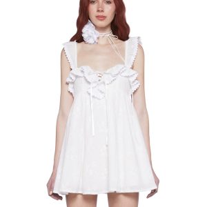 Sunset Stroll Babydoll Dress - White