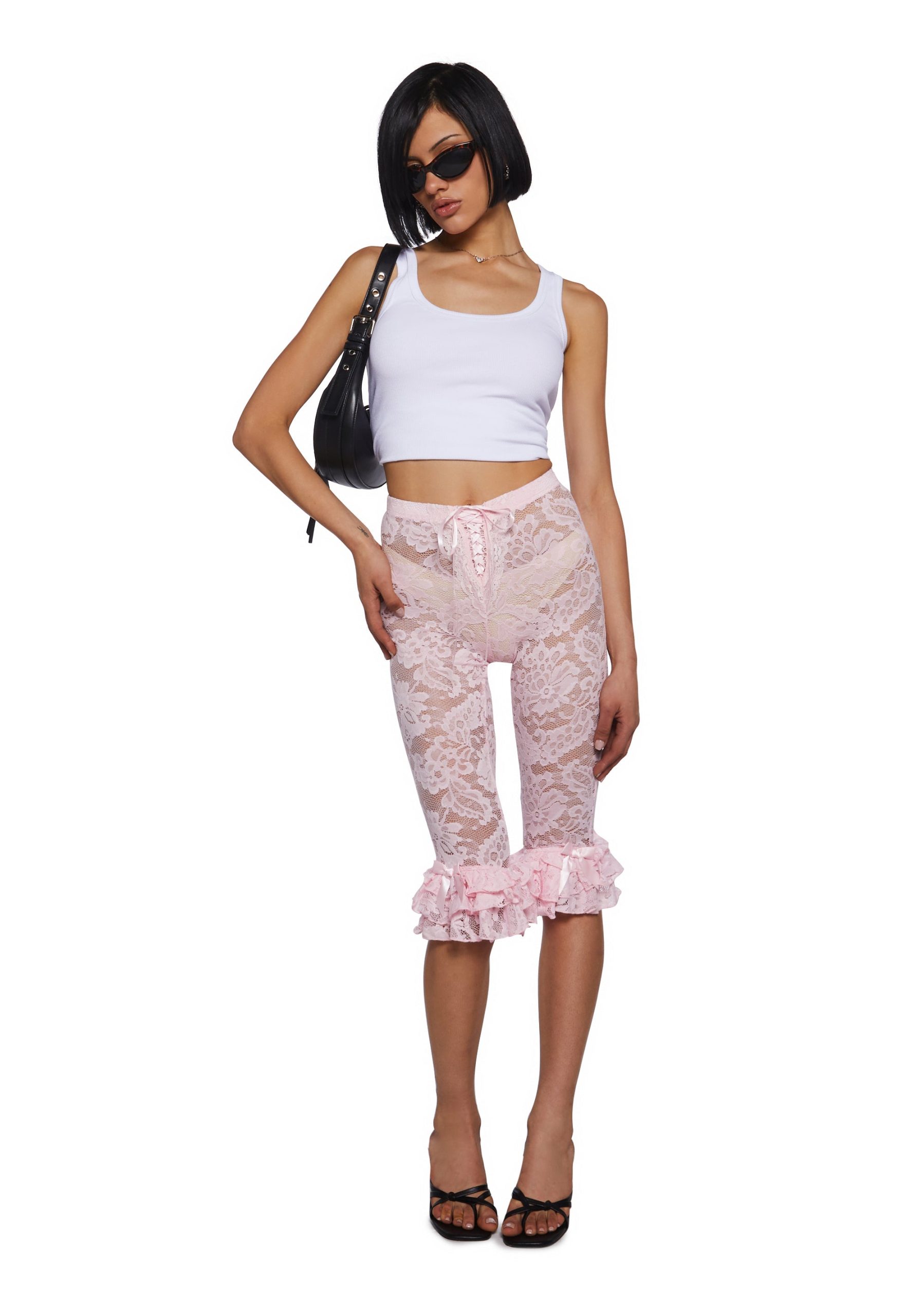 Daring Love Lace Capri Pants - Pink - Image 2