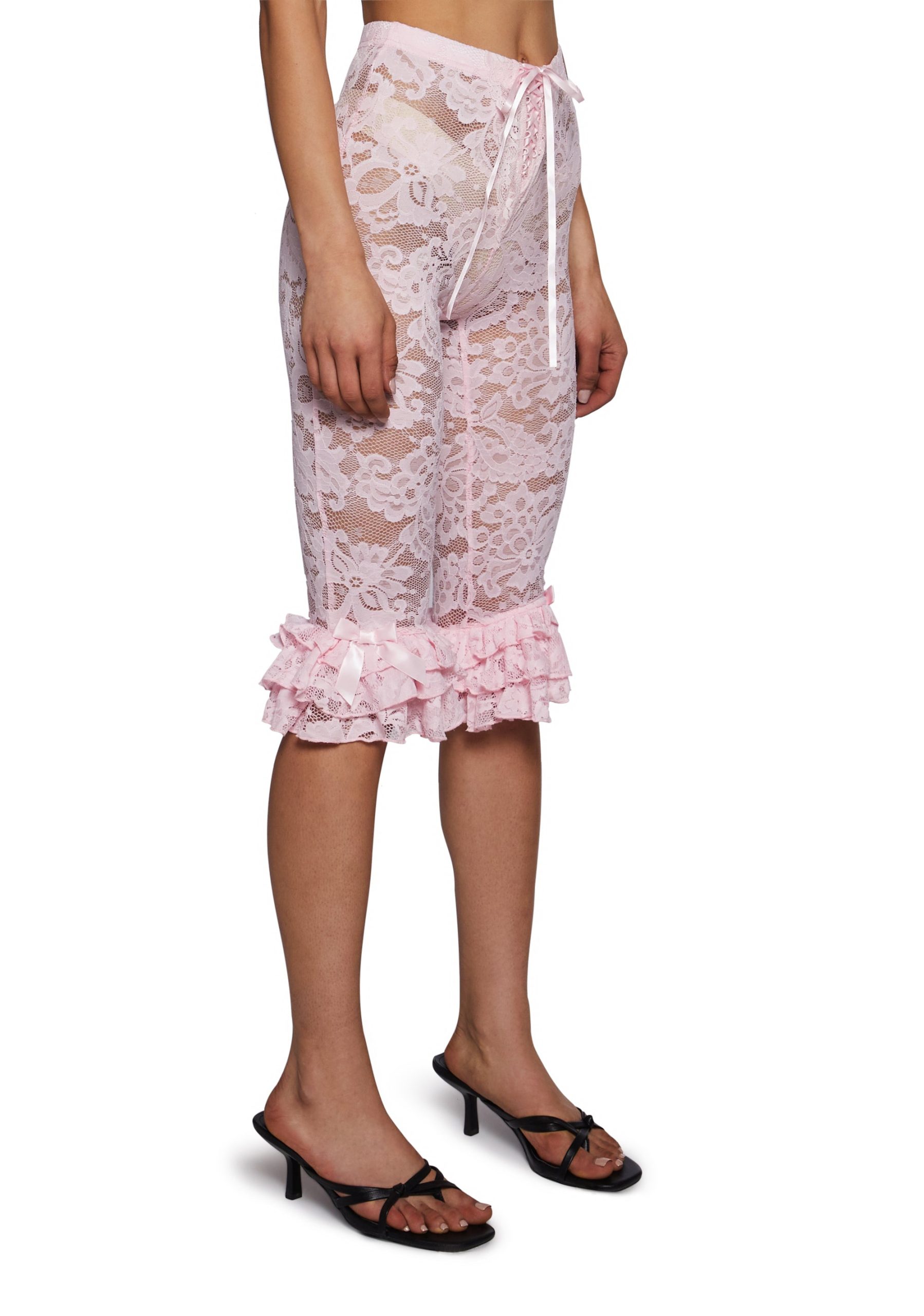 Daring Love Lace Capri Pants - Pink - Image 3