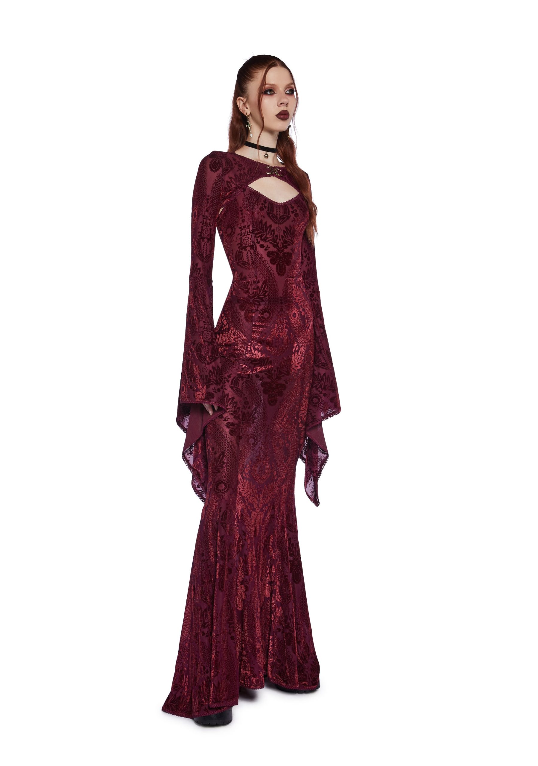 Druid's Wife Maxi Dress And Shrug Set - Dark Red - Image 5