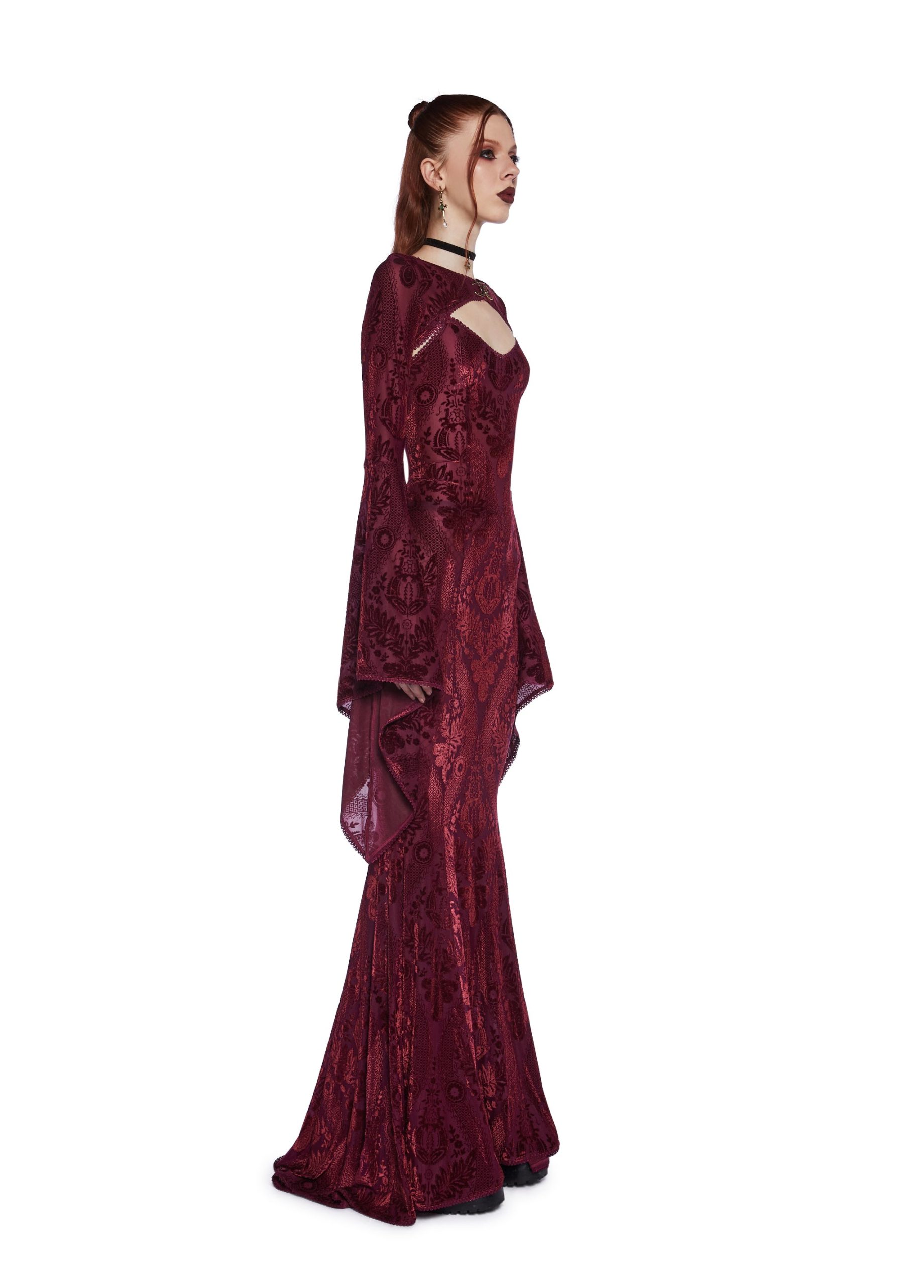 Druid's Wife Maxi Dress And Shrug Set - Dark Red - Image 2