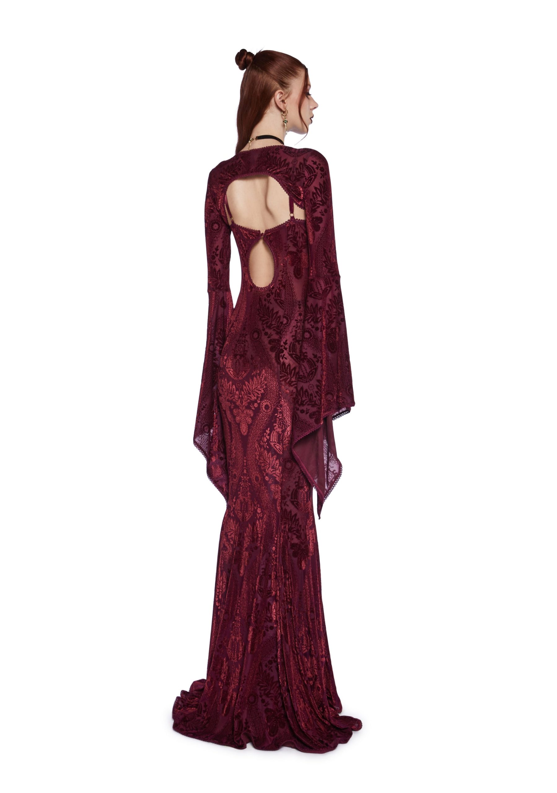 Druid's Wife Maxi Dress And Shrug Set - Dark Red - Image 4