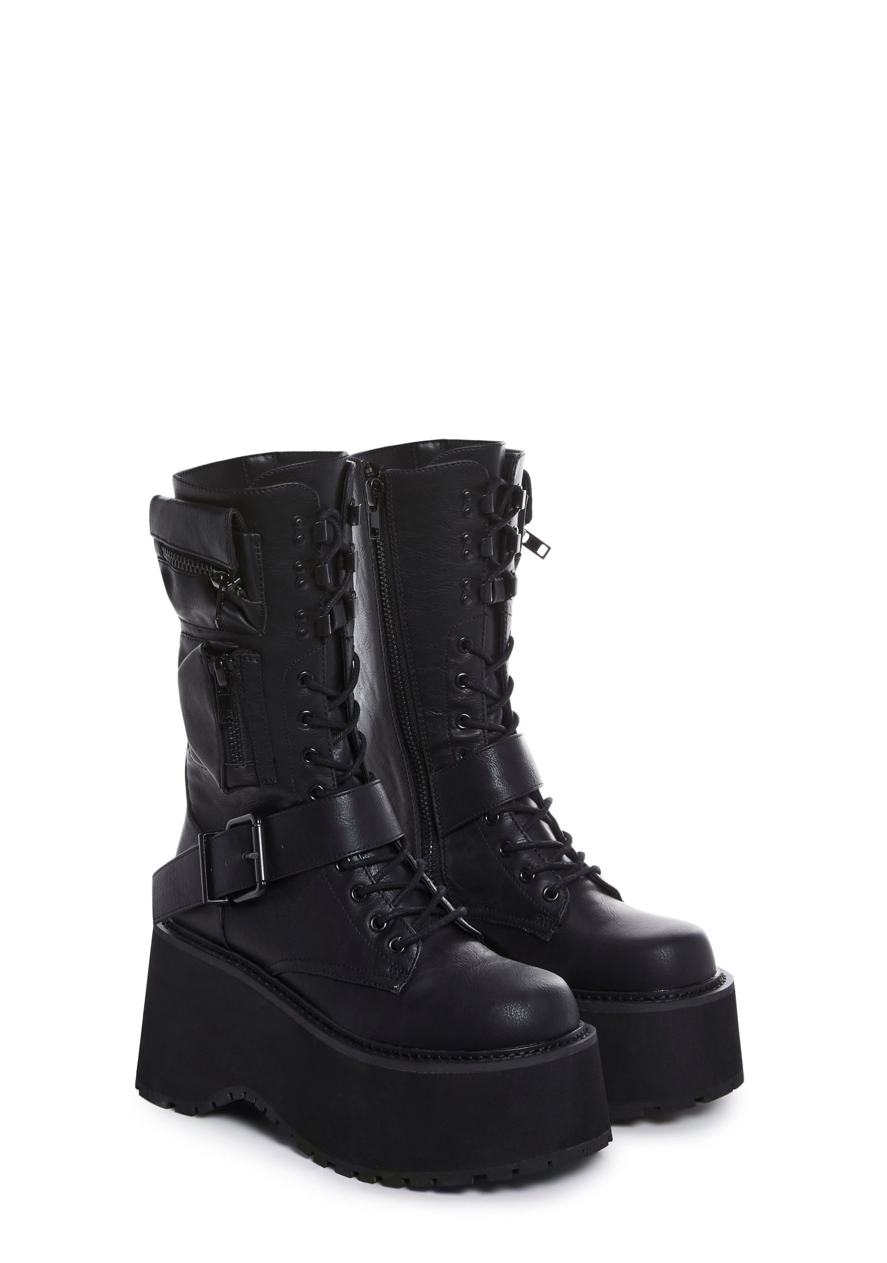 Obsidian Platform Zip-Up Boots - Black - Image 4