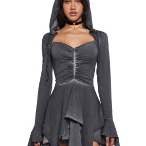 F Is For Fairies® Hooded Mini Dress - Gray