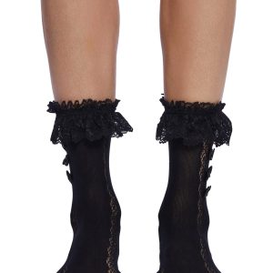Shadow Lace Crew Socks - Black
