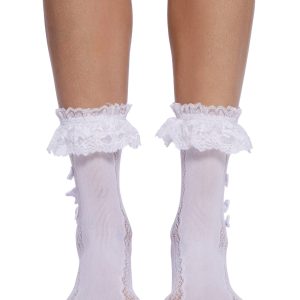 Shadow Lace Crew Socks - White