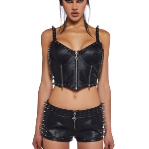 Downbeat Spiked Corset Top