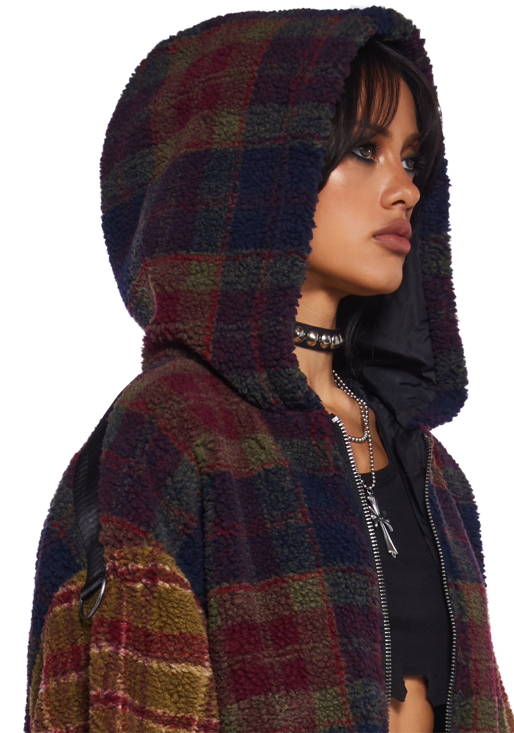 I Don't Care Hooded Sherpa Jacket - Image 5