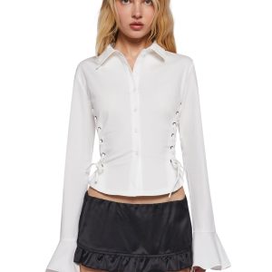 Rare Moment Collared Top - White