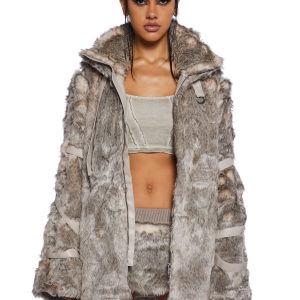 Chamber Faux Fur Jacket With Removable Sleeves - Light Brown