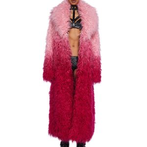 Astro Arctic Faux Fur Coat - Pink Ombre