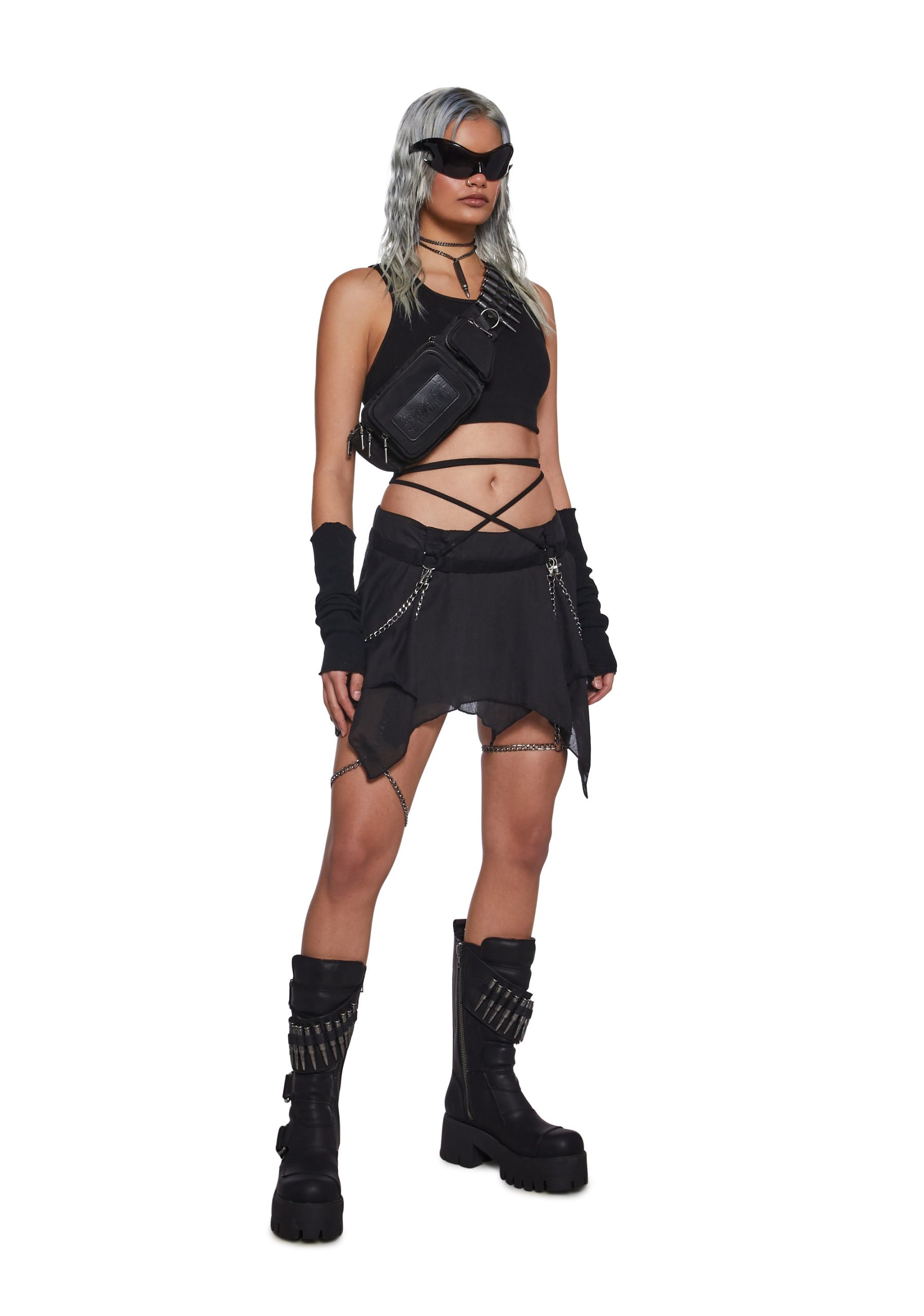 Warp Mini Skirt With Leg Chains - Image 2