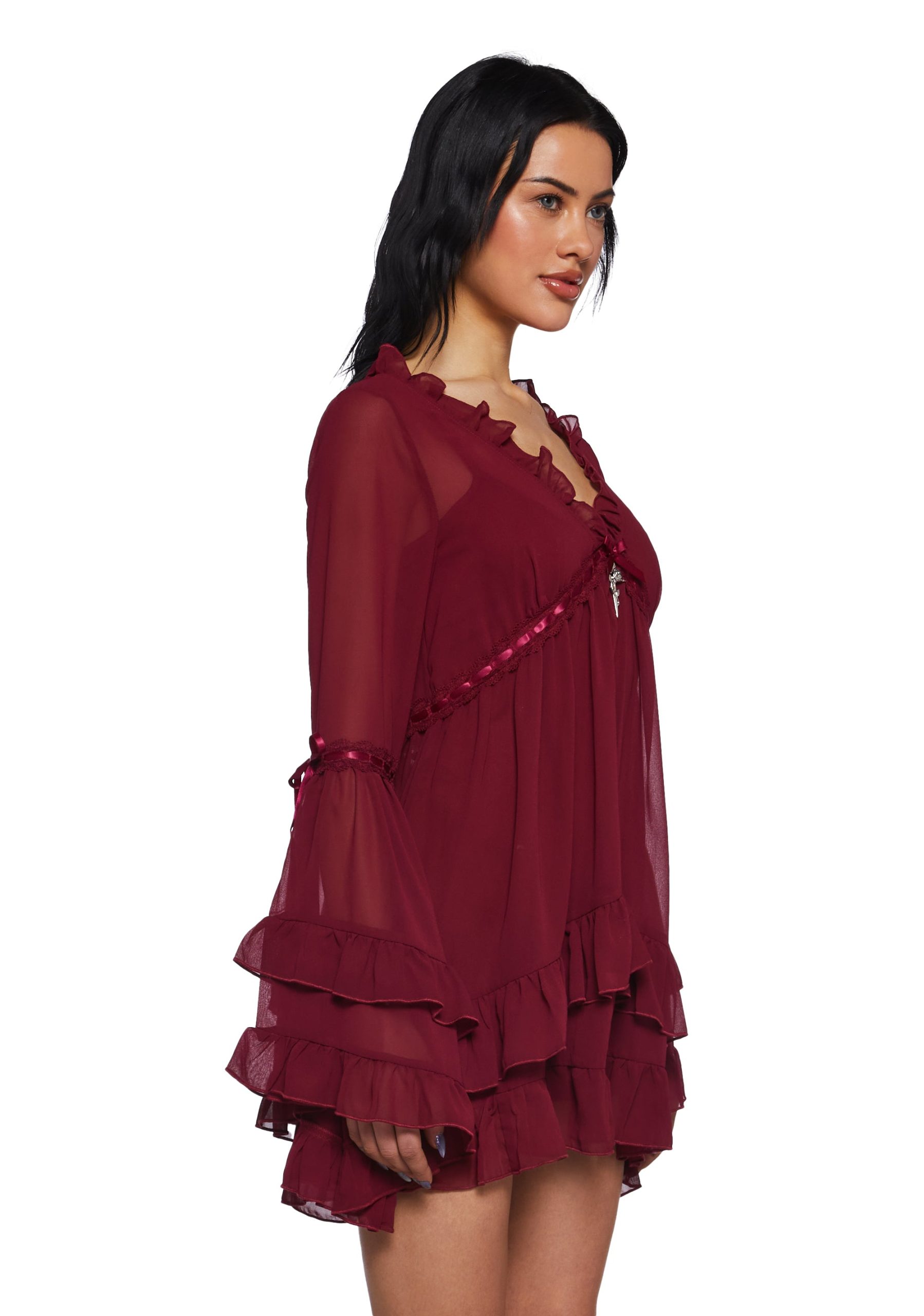 Real Divinity Mini Dress - Burgundy - Image 3