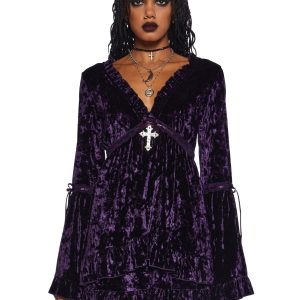 Real Divinity Mini Dress - Purple Velvet