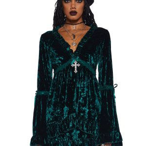 Real Divinity Mini Dress - Emerald Velvet