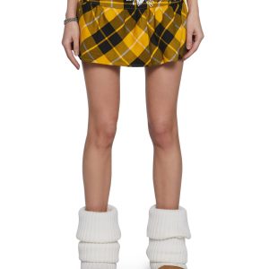 True Eagle Plaid Flare Miniskirt