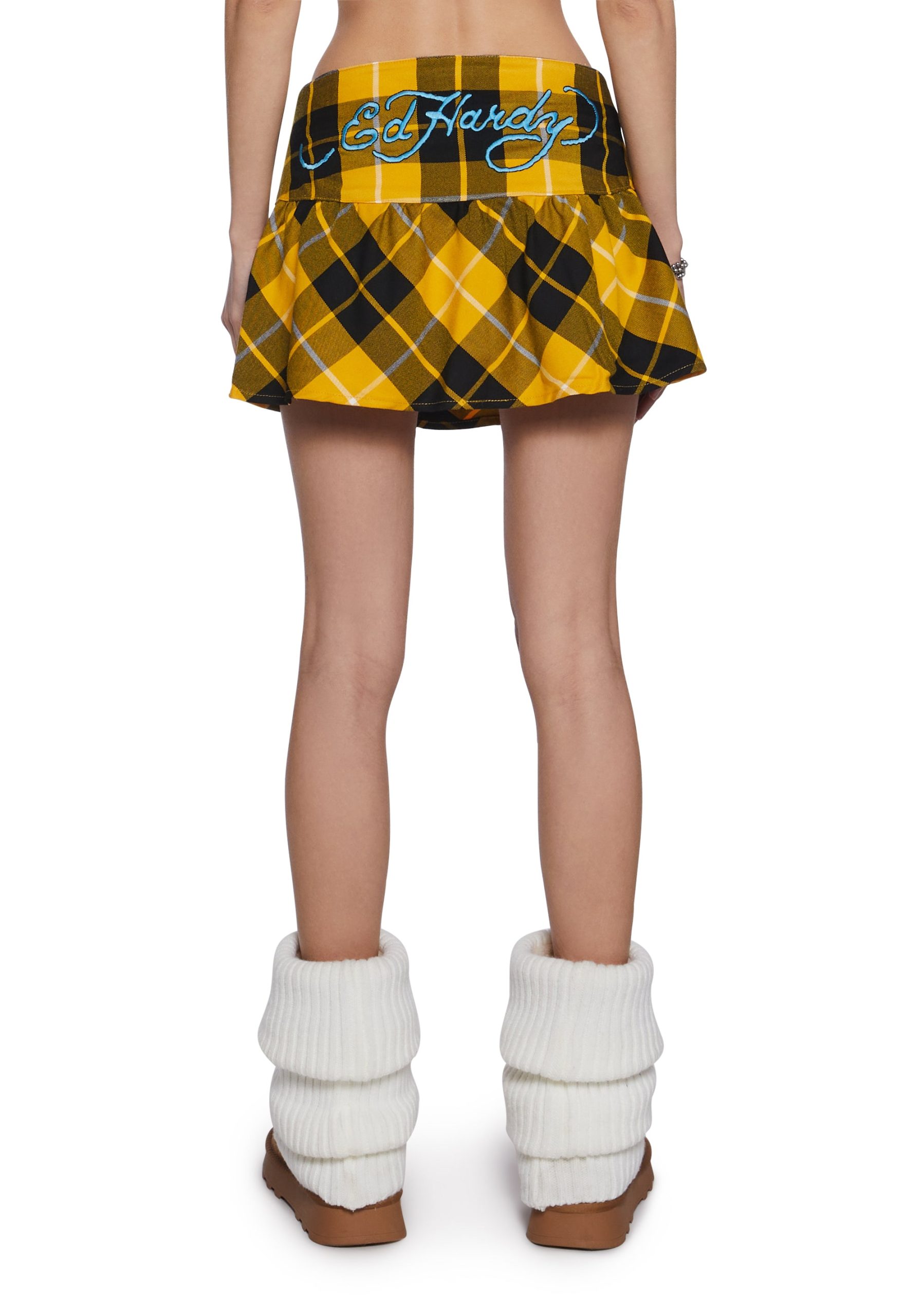 True Eagle Plaid Flare Miniskirt - Image 5