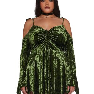 Plus F is For Fairies Handkerchief Dress - Olive Velvet