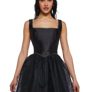 Polished Pirouette Corset Dress - Black
