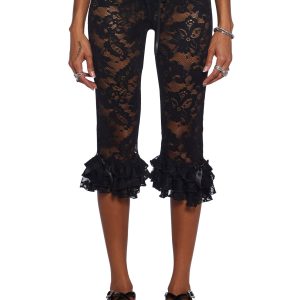 Daring Love Lace Capri Pants - Black