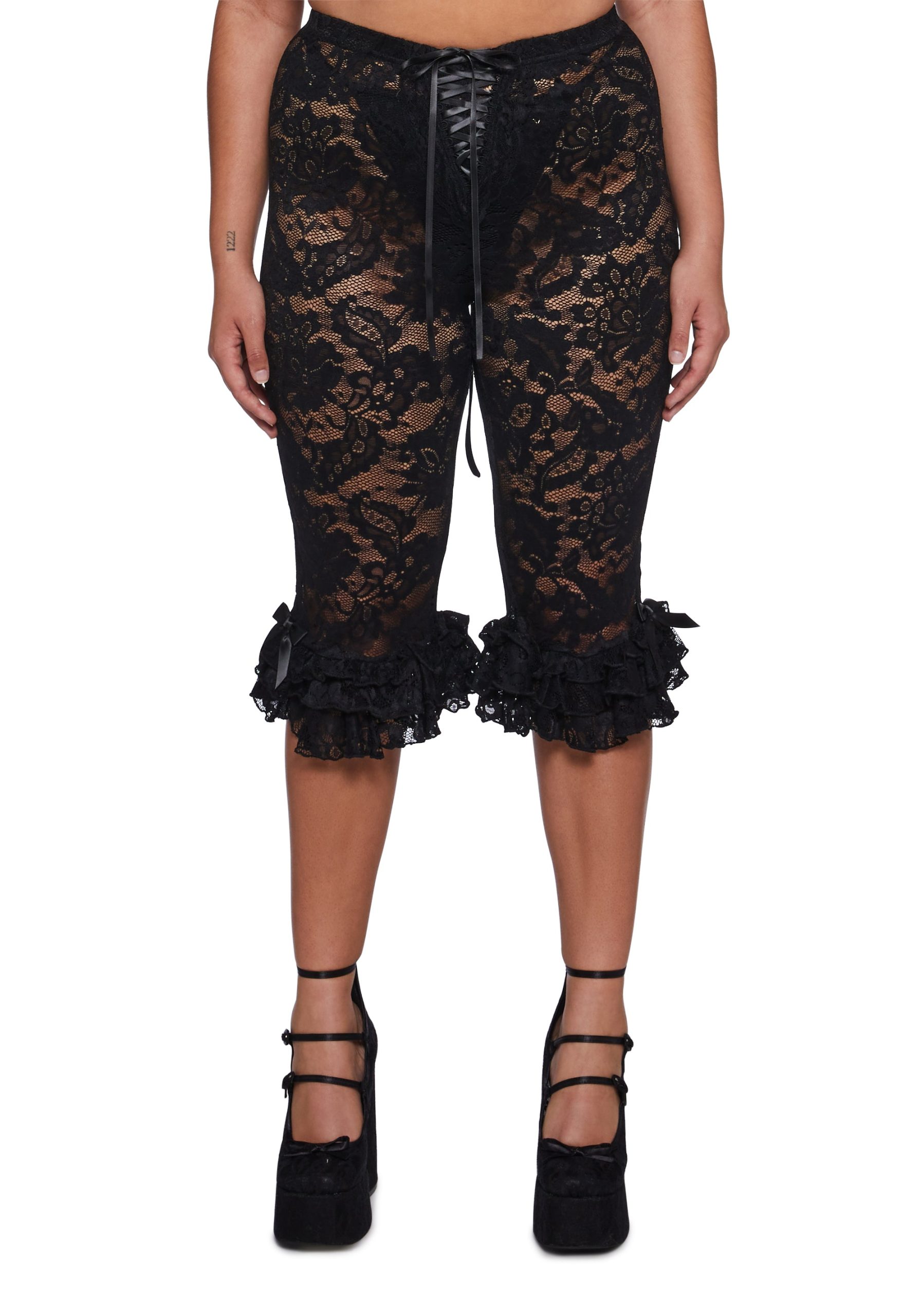 Daring Love Lace Capri Pants - Black - Image 2
