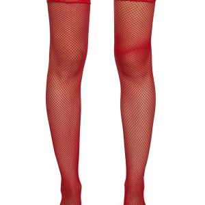 Charming Temptation Fishnet Thigh Highs - Red