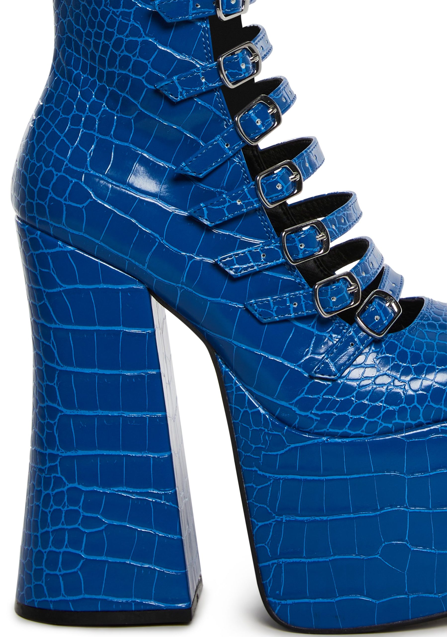 Hardcore Dazzle Platform Boots - Blue Croc - Image 2
