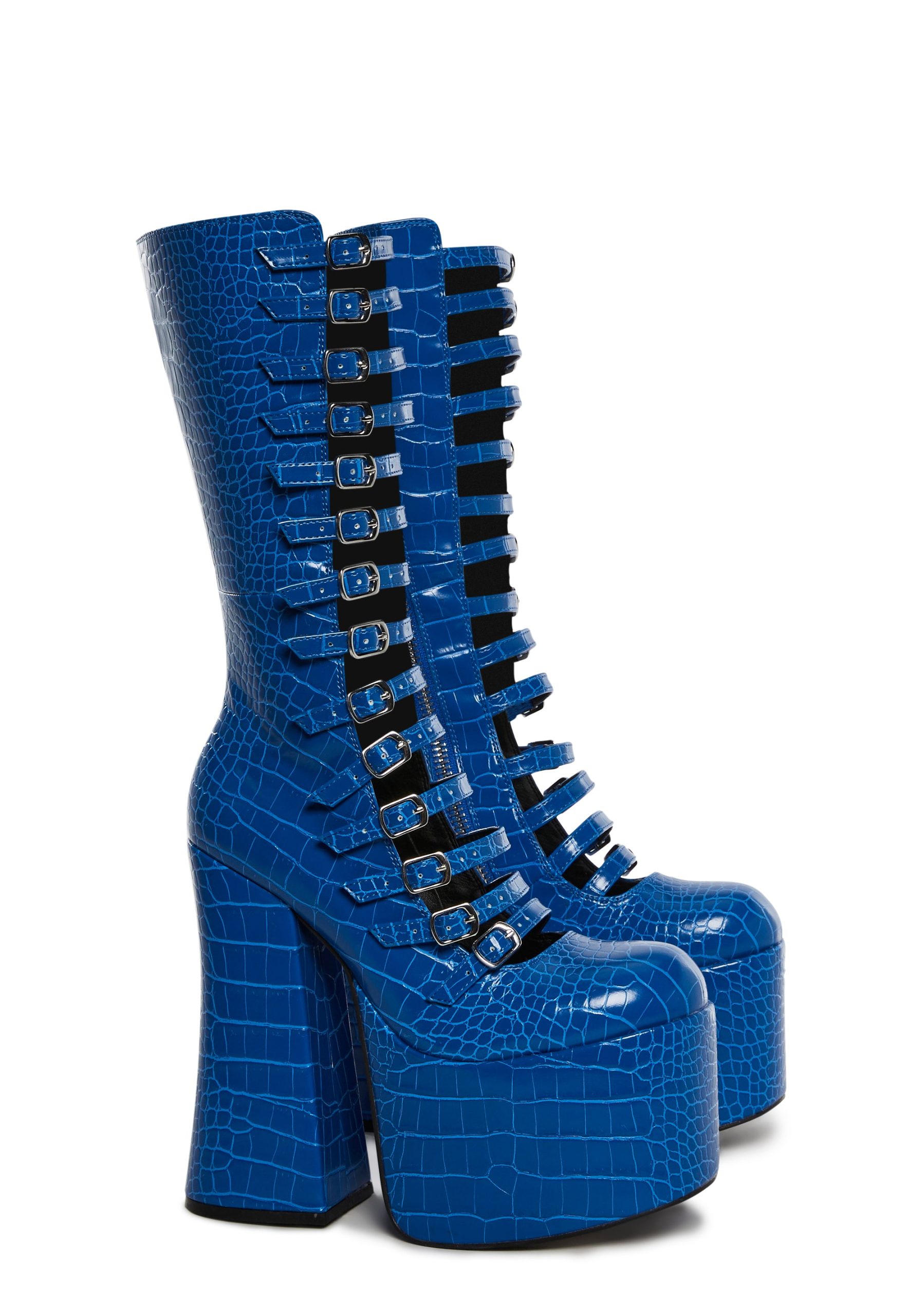Hardcore Dazzle Platform Boots - Blue Croc - Image 3