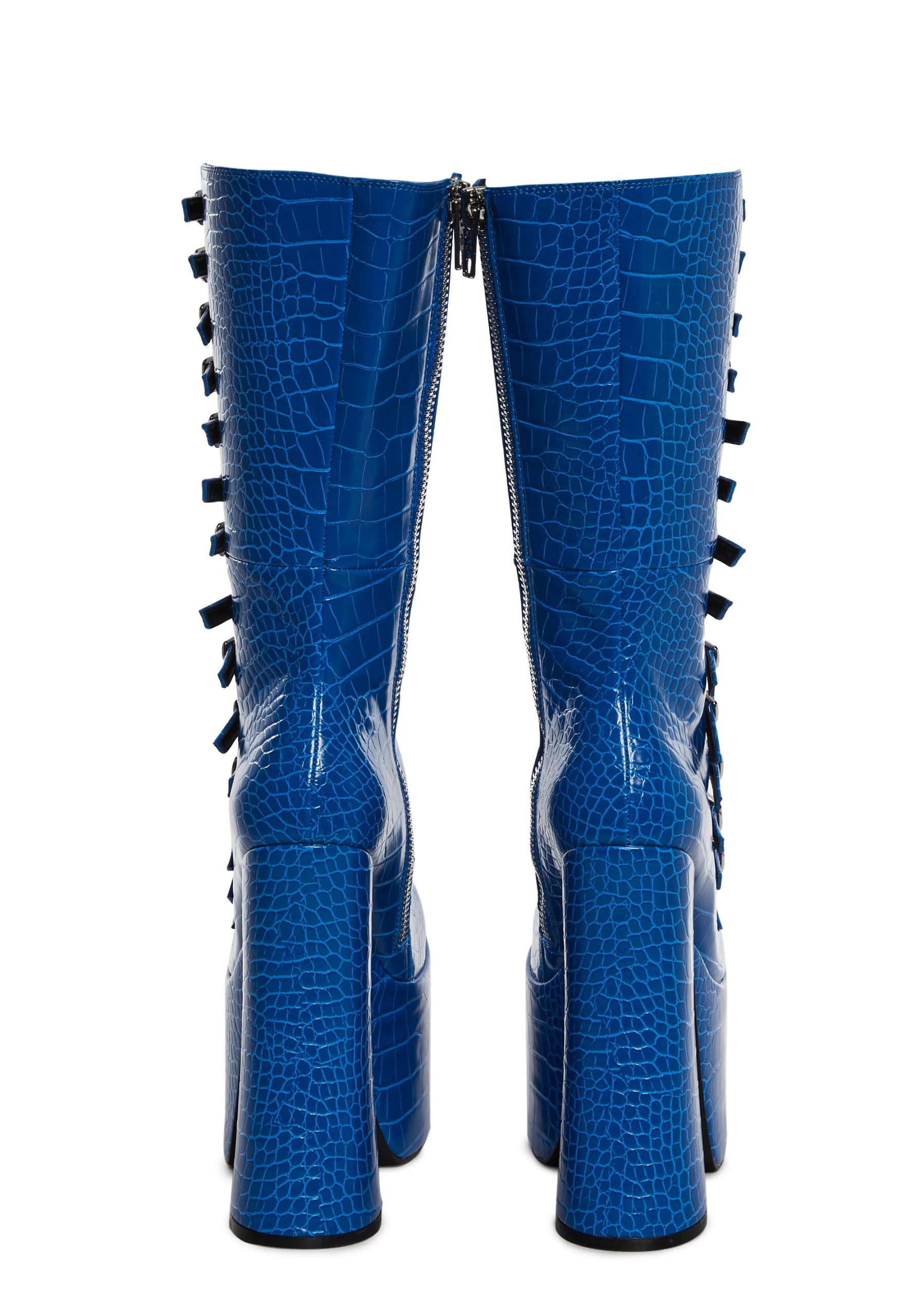 Hardcore Dazzle Platform Boots - Blue Croc - Image 4