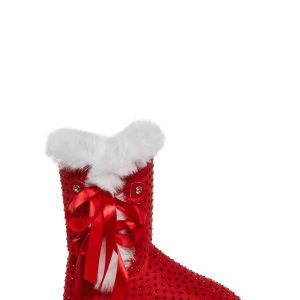 Snowflake Cadet Rhinestone Booties - Red