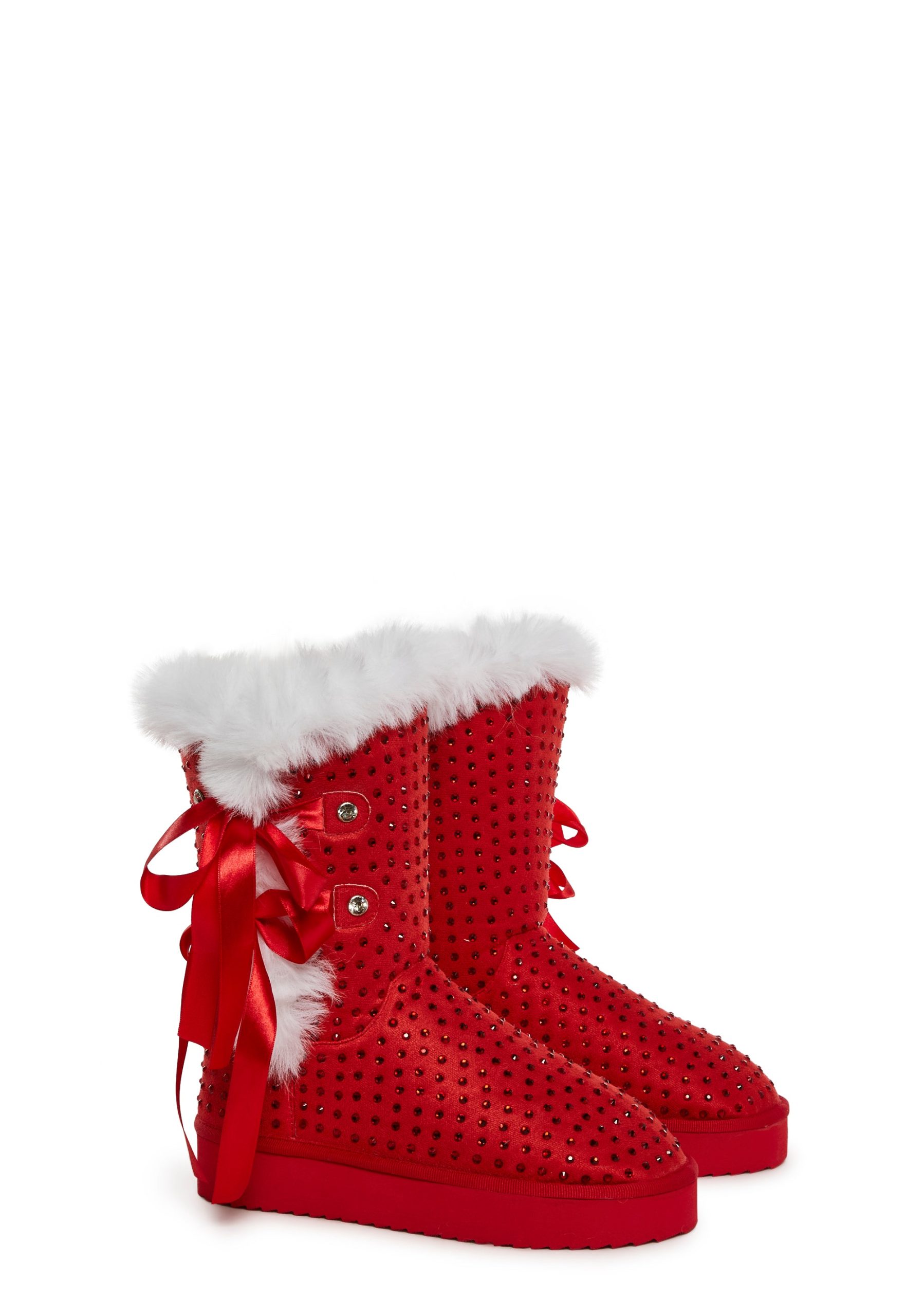 Snowflake Cadet Rhinestone Booties - Red - Image 3