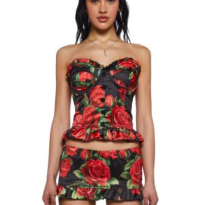 La Bella Vita Corset Top - Black/Red
