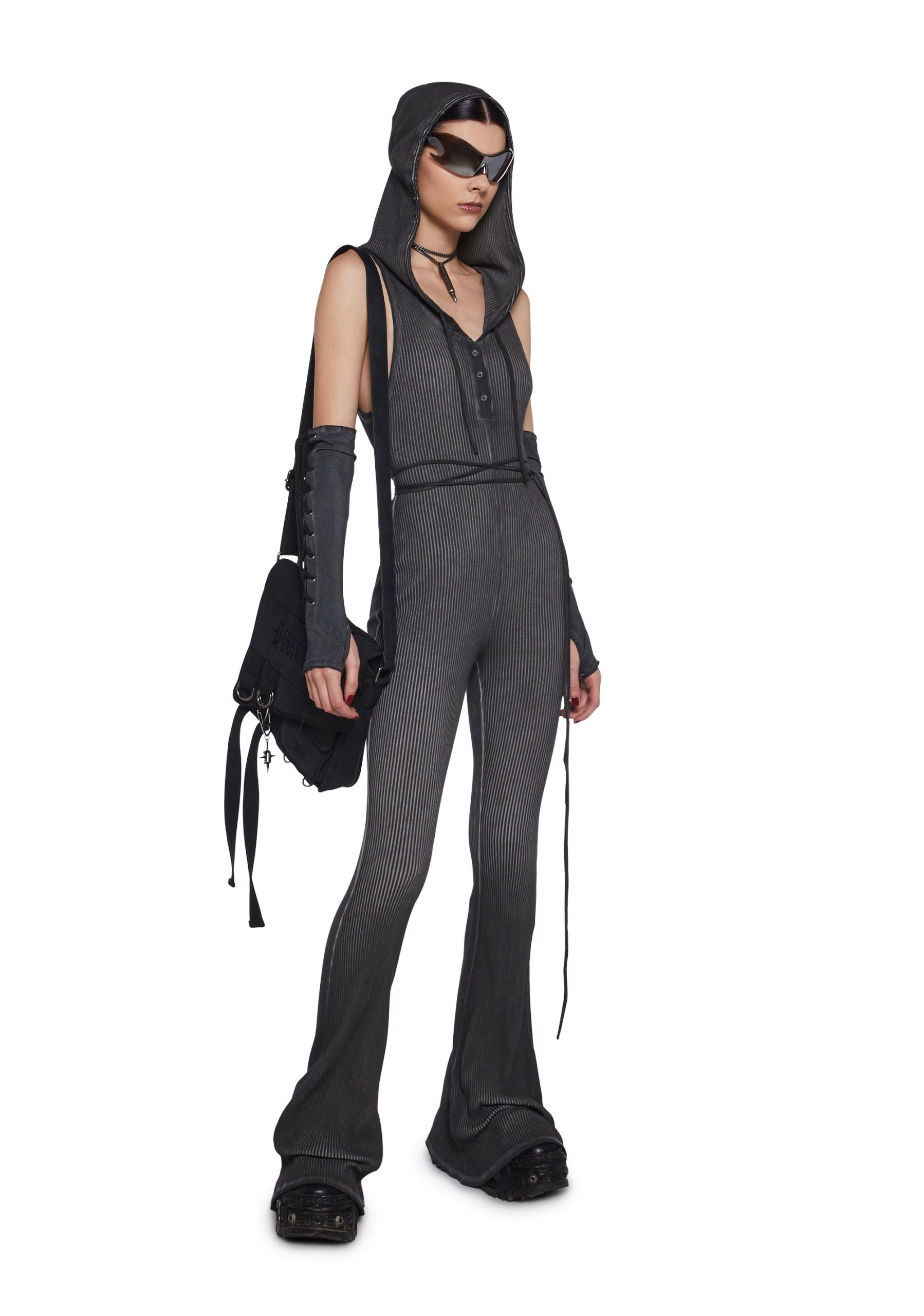 Warp Knit Hooded Jumpsuit - Image 7