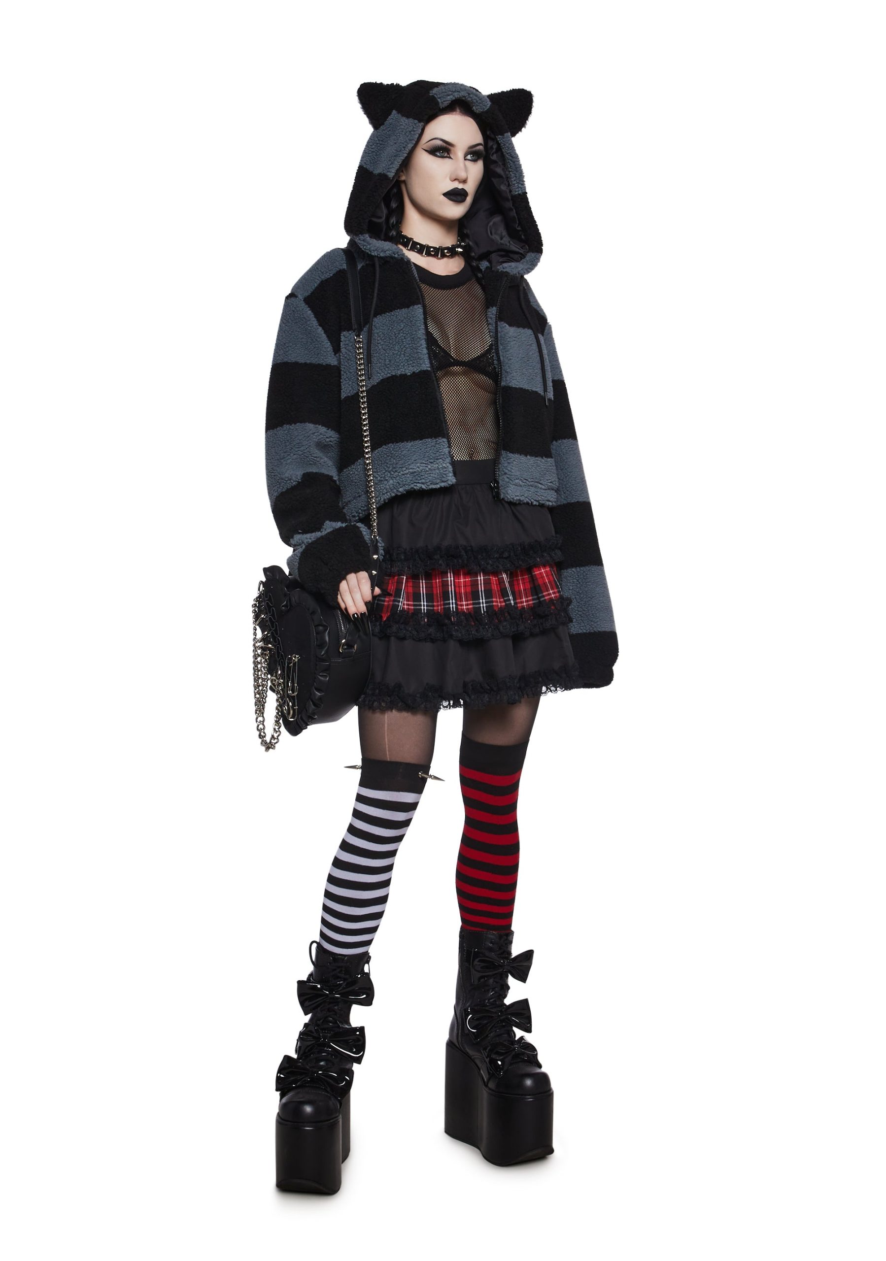 Black Cat Energy Hooded Sherpa Jacket - Image 2