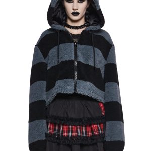Black Cat Energy Hooded Sherpa Jacket
