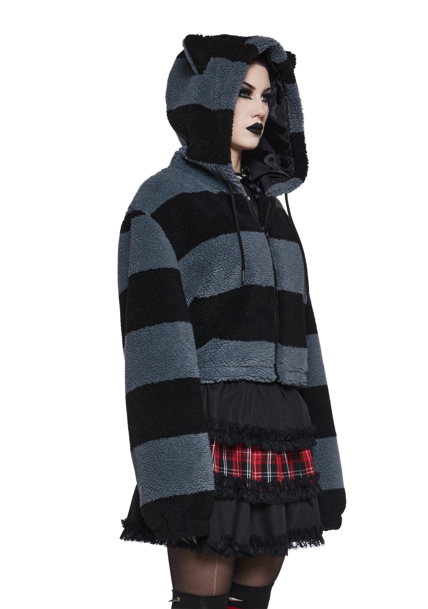 Black Cat Energy Hooded Sherpa Jacket - Image 3