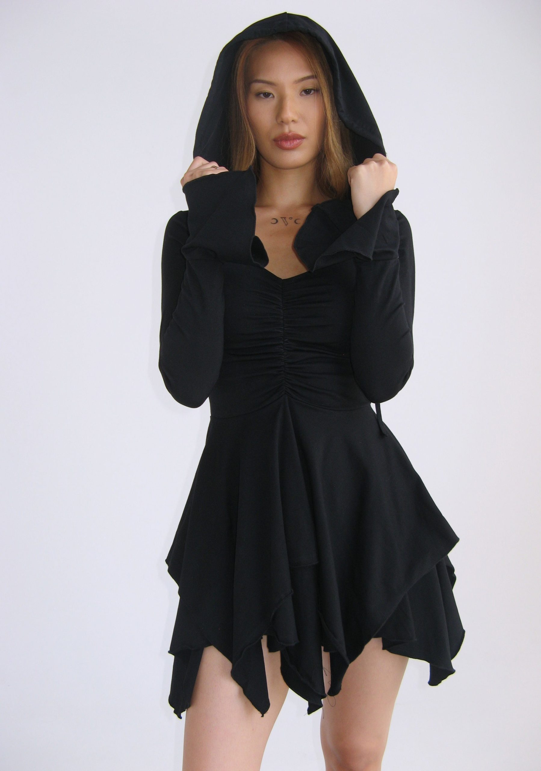 F Is For Fairies® Hooded Mini Dress - Black - Image 6