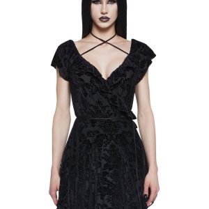 Wildflower Dreams Wrap Dress - Black