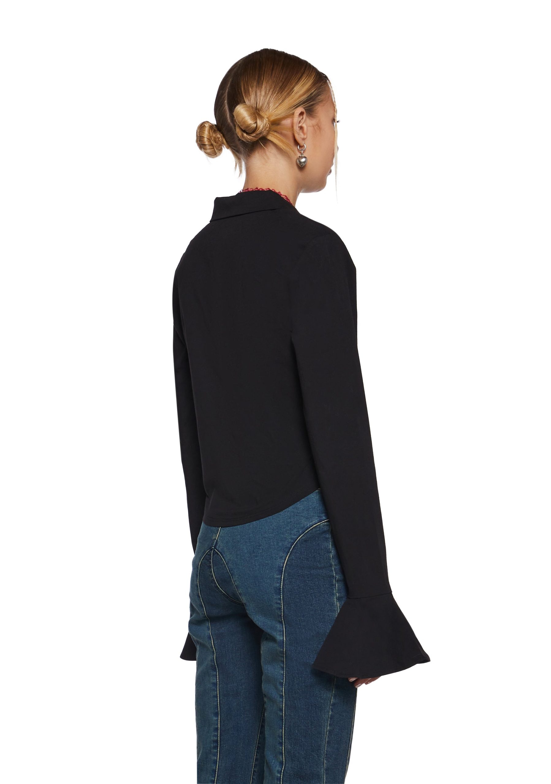 Rare Moment Collared Top - Black - Image 4