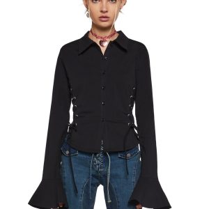 Rare Moment Collared Top - Black
