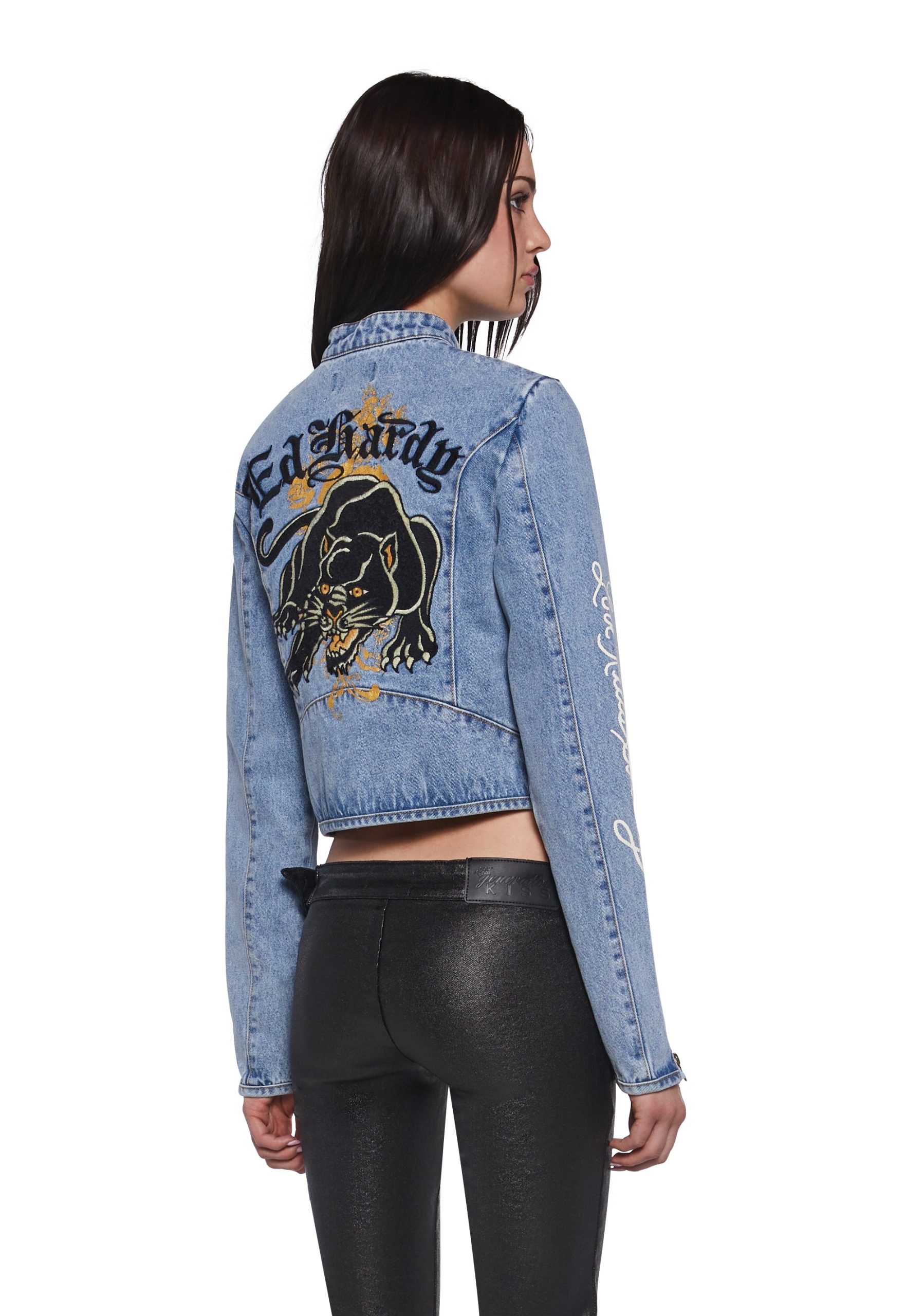 Dragon Panther Denim Moto Jacket - Image 7