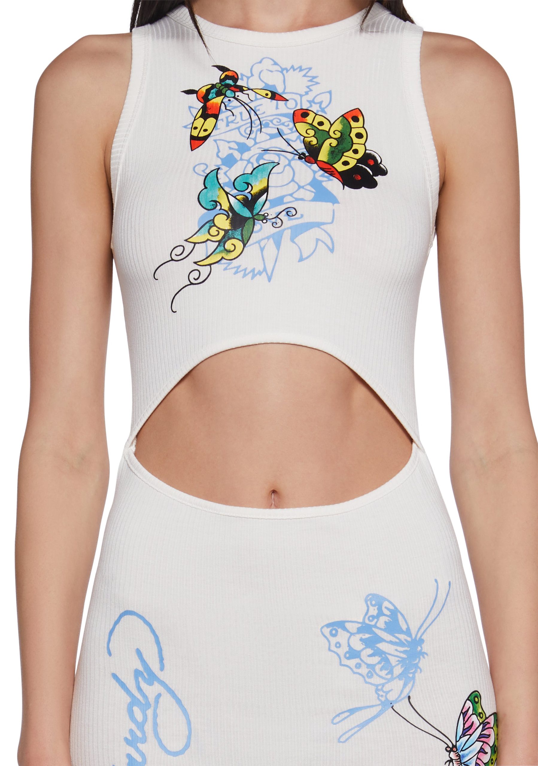 Butterfly Cut Out Ribbed Dress - Image 5