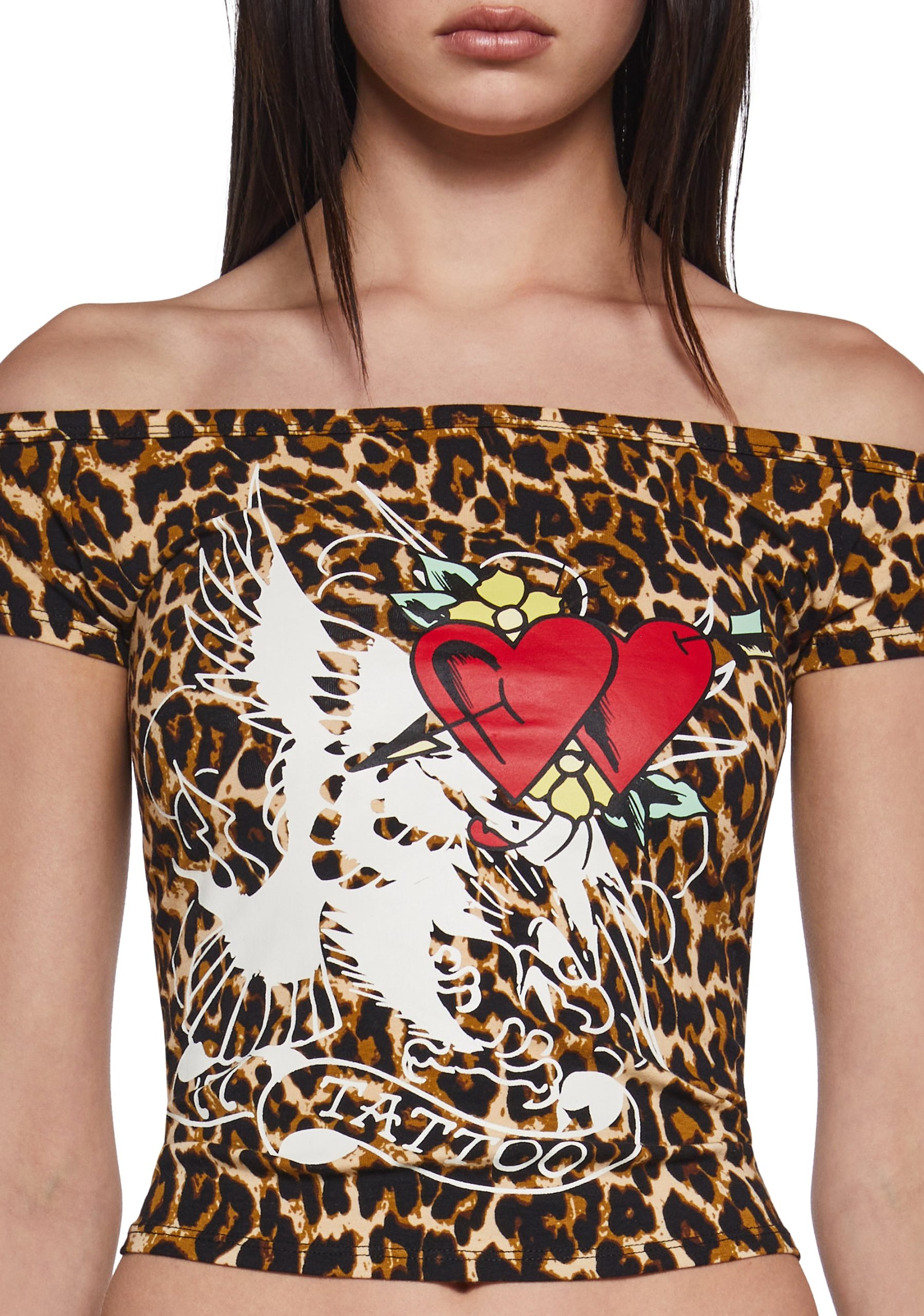 Hearts Off The Shoulder Leopard Top - Image 5