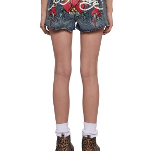 Heart Dagger Denim Shorts