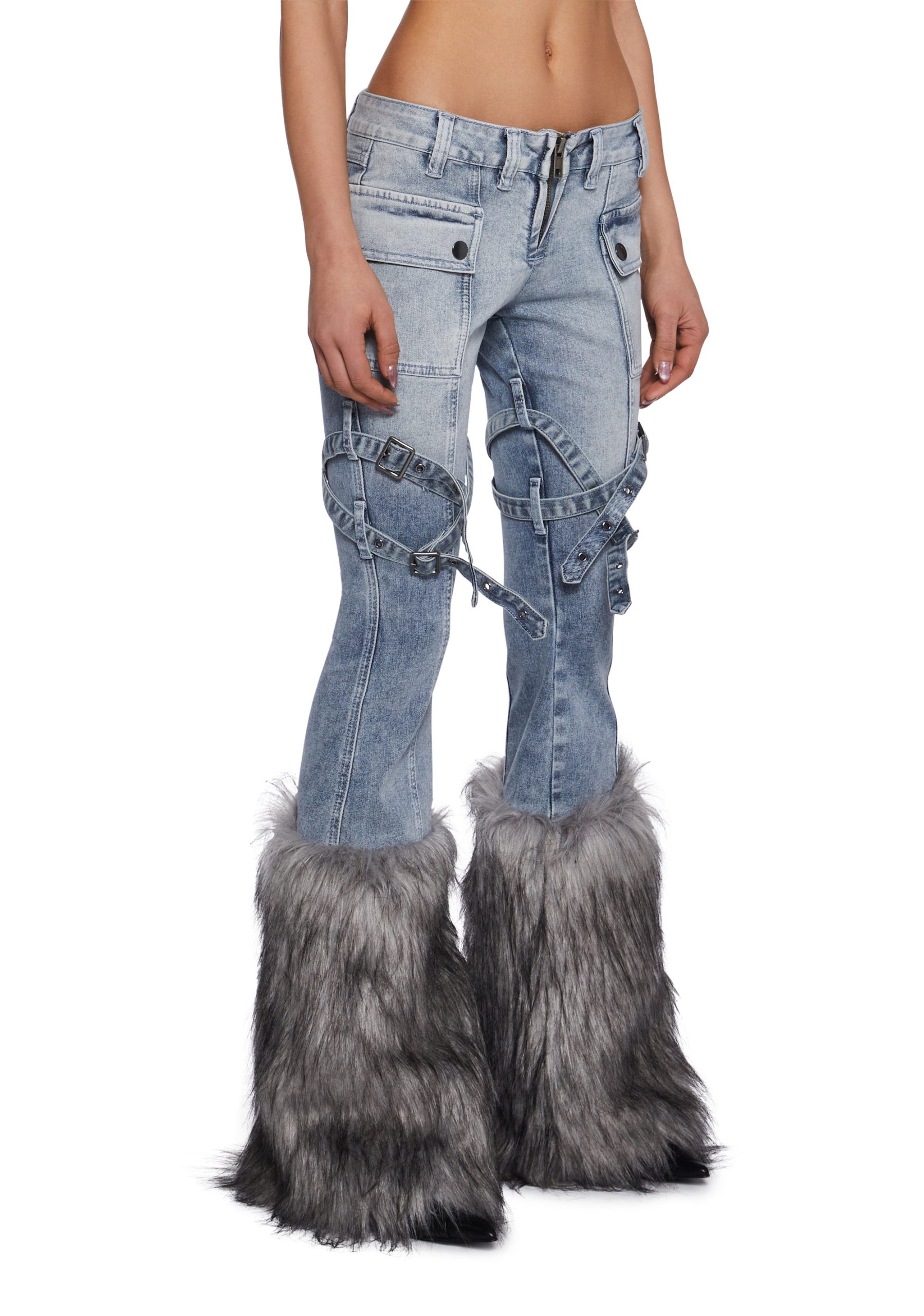 Gigi Faux Fur Denim Jeans - Image 3
