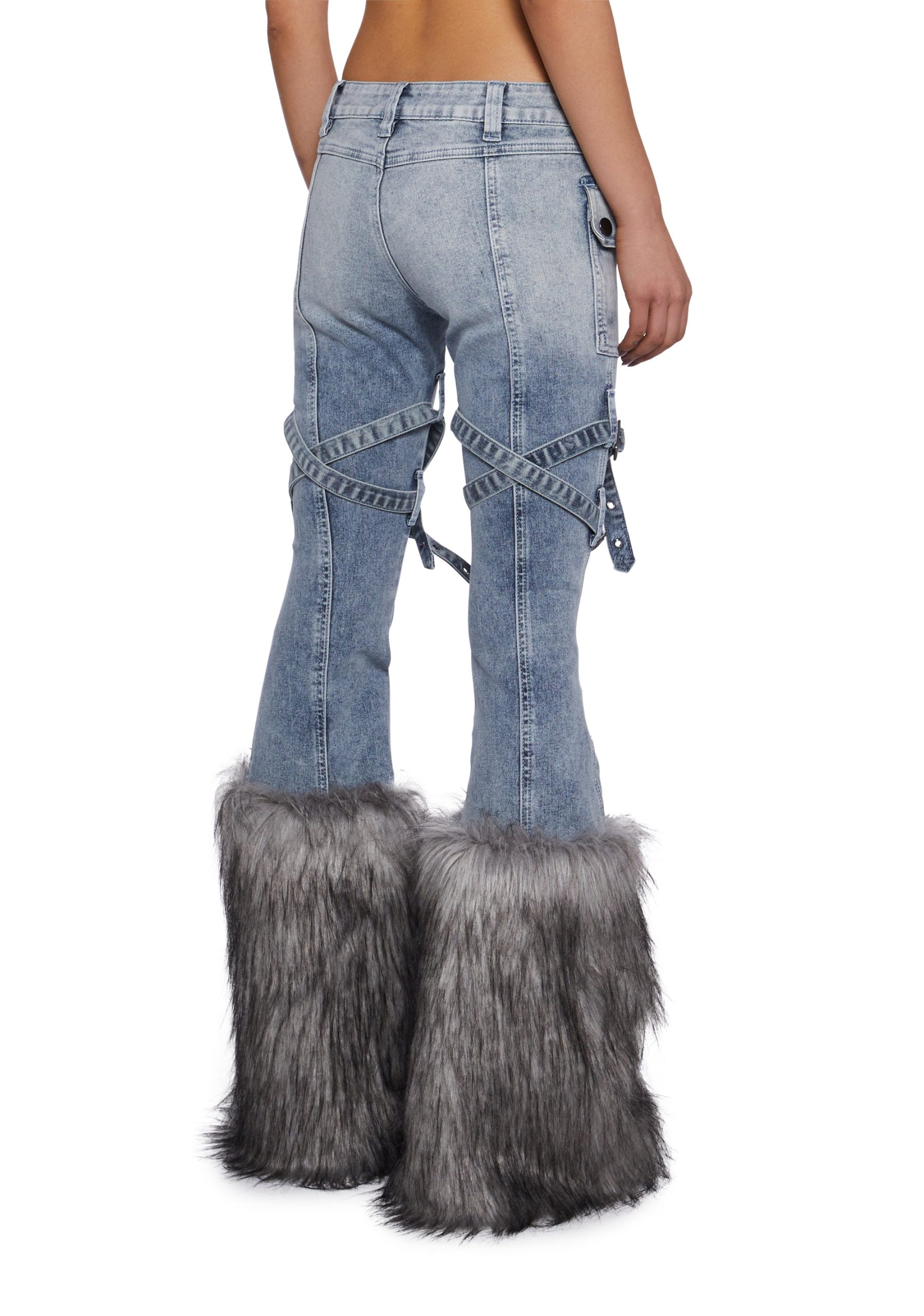 Gigi Faux Fur Denim Jeans - Image 4