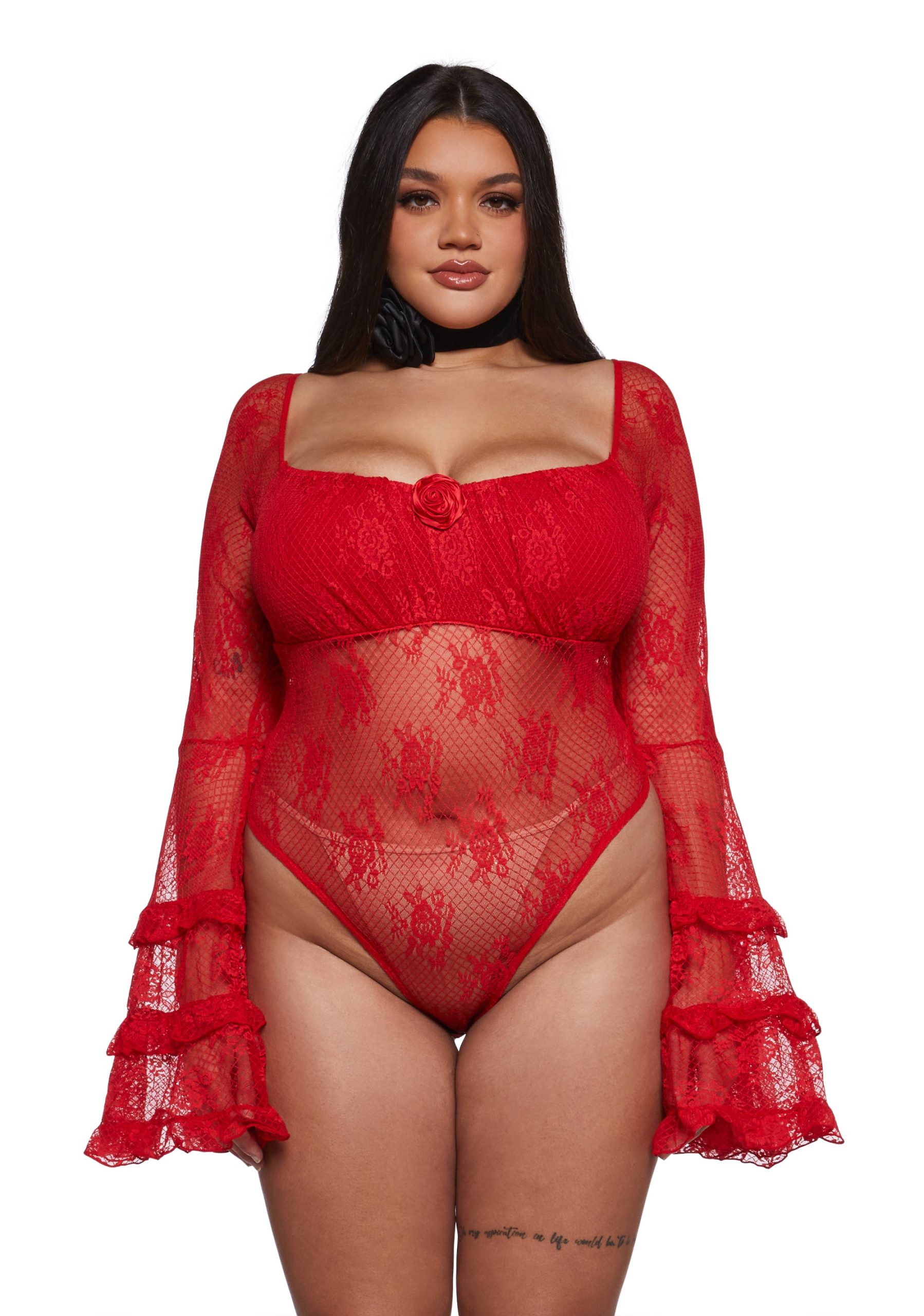 True Love Nonsense Lace Bodysuit - Red - Image 6