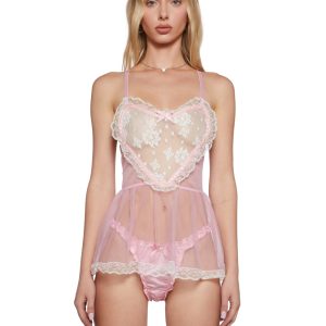 Lovely Hearts Lace Teddy